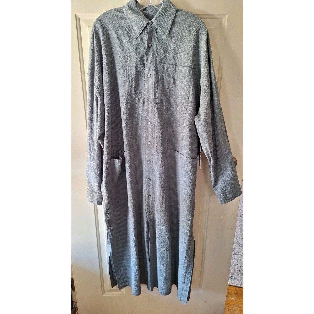 Grei Oversized Kaftan Shirt Size Medium Utility Lagenlook Baggy Designer Relaxed